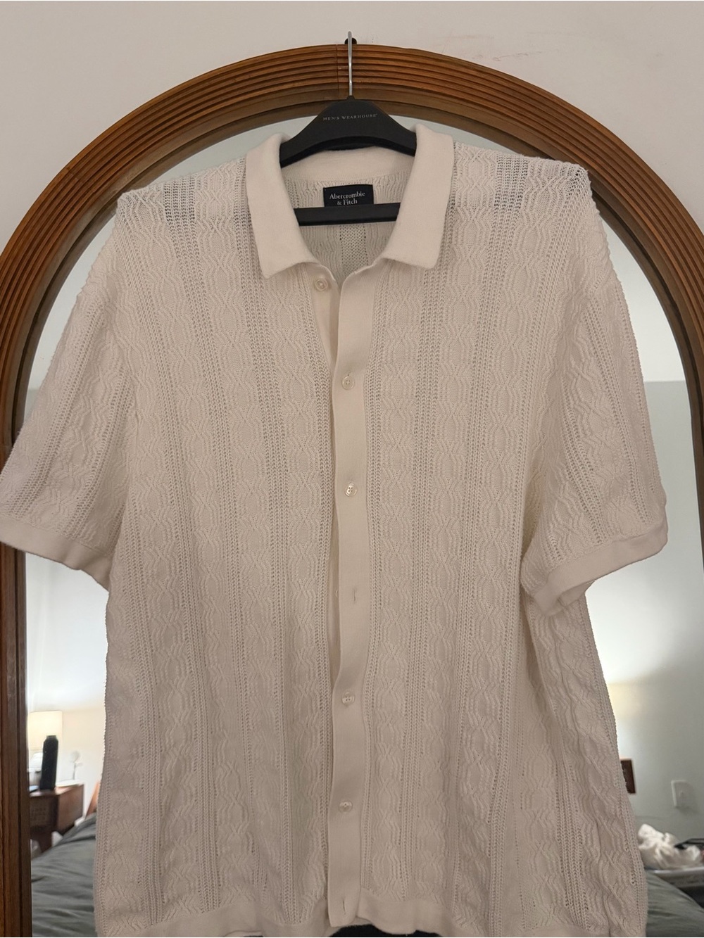 Abercrombie & Fitch Cream Short-Sleeve Knit Polo